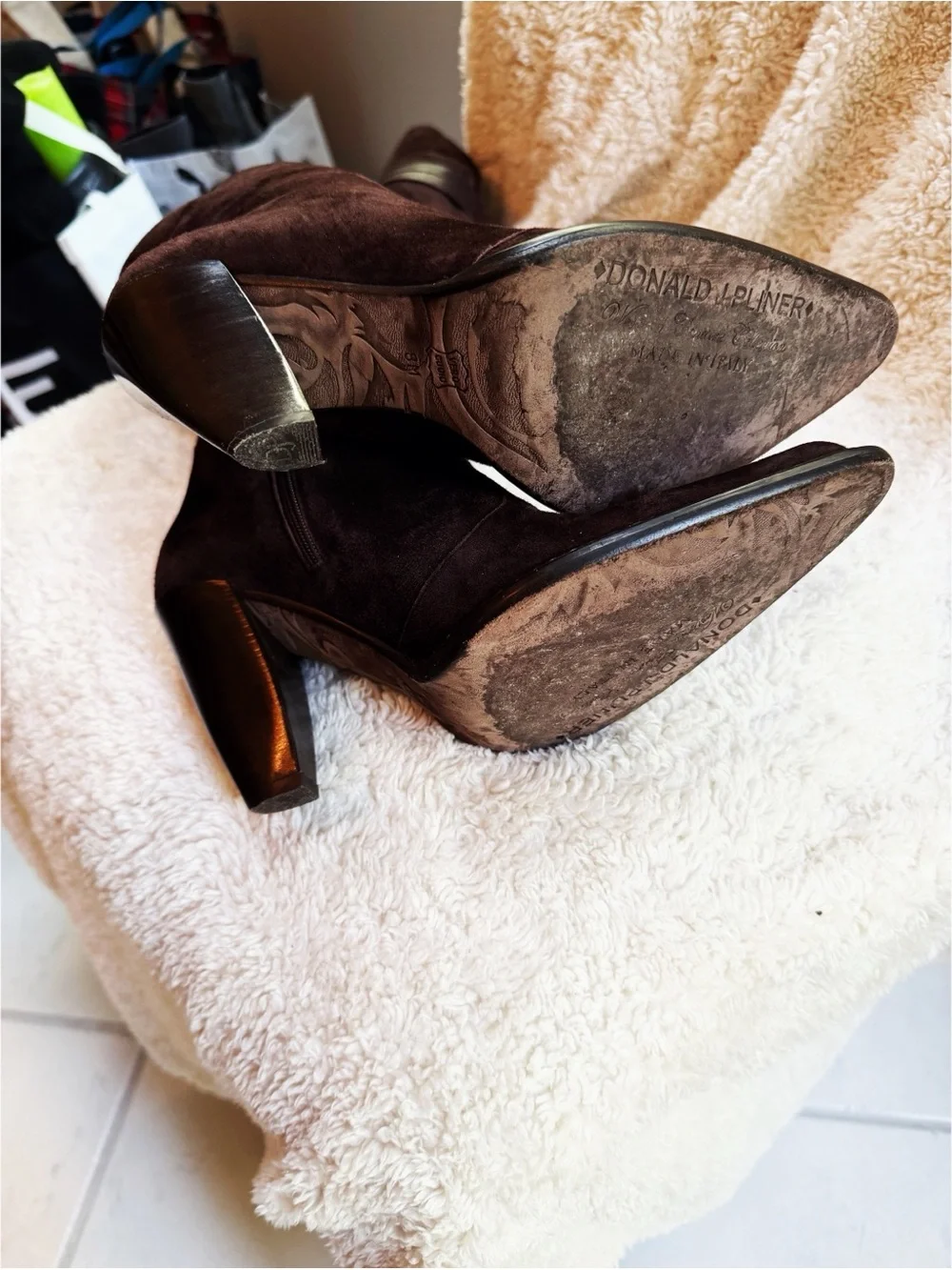 Vintage Donald Pliner  Over-the-Knee Suede Boots in Dark Brown